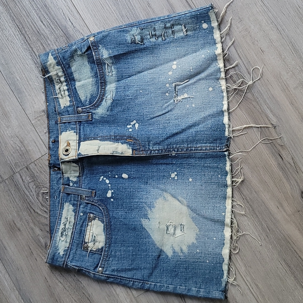 Destroyed Brand Jean Skirt size Large